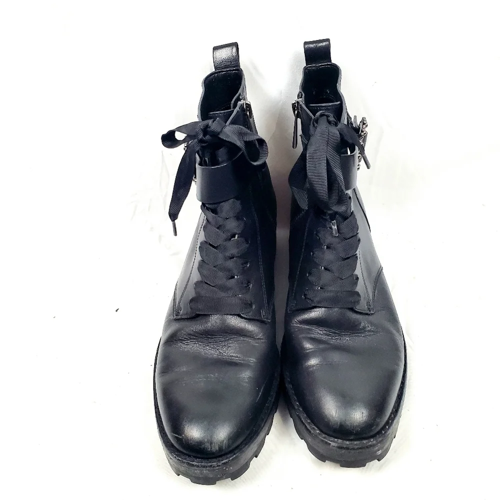 Michael‎ Kors Ryder Black Leather Ankle Boot With Buckle